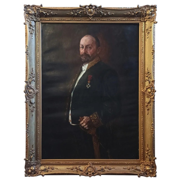 Max Schultze Strahler (1845-1926) Dipinto Olio su tela Ritratto di uomo 1906