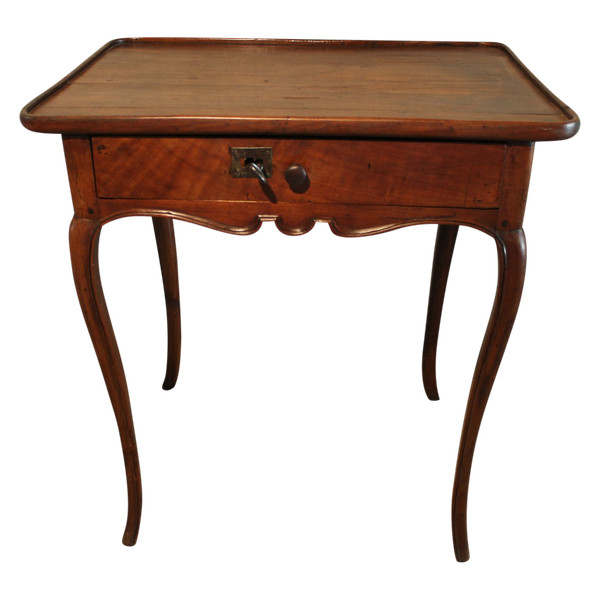 Louis XV Bordeaux cabaret table in mahogany and cherry wood with 1 drawer 18th century port furniture
