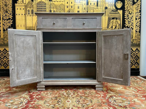 Credenza alta Luigi Filippo rechampi dipinta a patina
