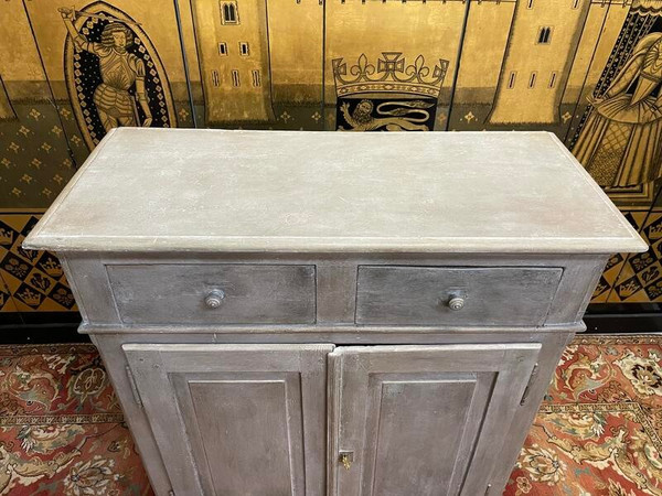 Credenza alta Luigi Filippo rechampi dipinta a patina