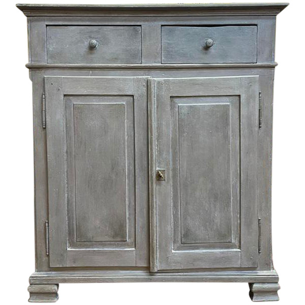 Credenza alta Luigi Filippo rechampi dipinta a patina