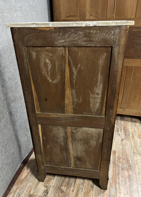 Lady's secretary in marquetry of noble woods depicting floral scrolls and a vase.