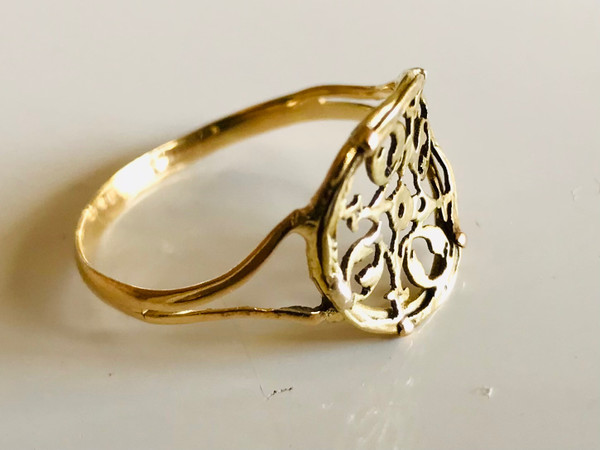 Bague en or 18carats roue de montre à coq XVIIIème