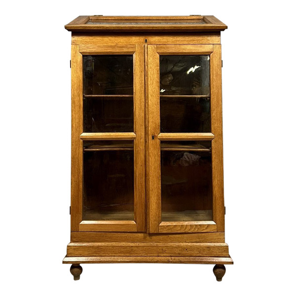 Apothecary display case with inclined plane, Napoleon III period, in solid oak, circa 1880