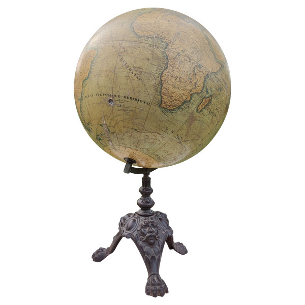 Old terrestrial globe J. LEBEGUE & Cie cast iron base