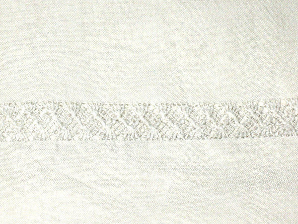 Pair of linen thread sheets with lace border NC initials, perfect condition: 240 x 300 cm