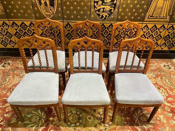 Suite di 6 sedie d'epoca del restauro "Chapelet"