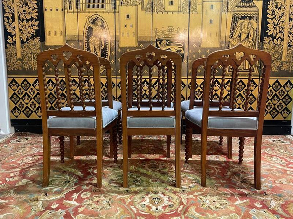 Suite di 6 sedie d'epoca del restauro "Chapelet"