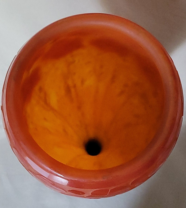 Grand vase Schneider "modèle Cardamines "  Signé Le Verre Français"   vers 1925, hauteur 59,5 cm  