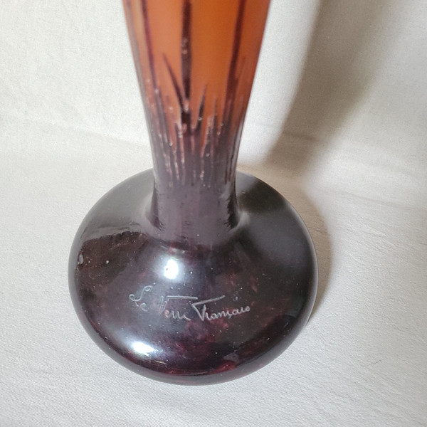 Grand vase Schneider "modèle Cardamines "  Signé Le Verre Français"   vers 1925, hauteur 59,5 cm  