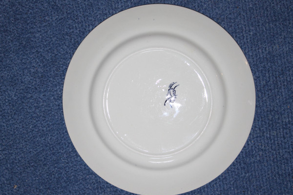 8 Lunéville earthenware plates, large birds, Keller and Guérin period, Japanese style, 19th century