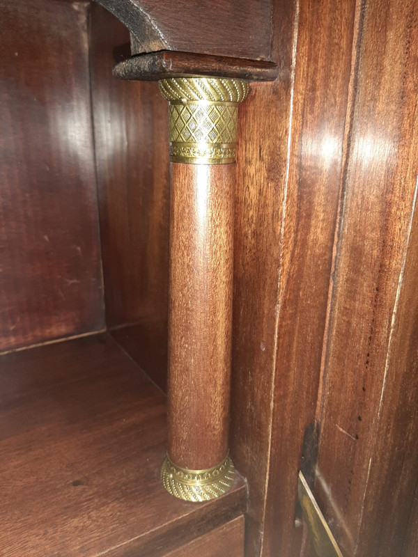 Empire Period Secretary, Mahogany and Gilt Bronze, Veined Marble Top, 19th Century
