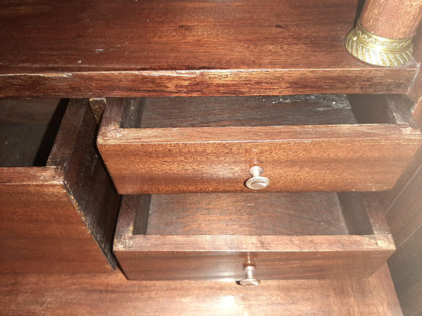 Empire Period Secretary, Mahogany and Gilt Bronze, Veined Marble Top, 19th Century