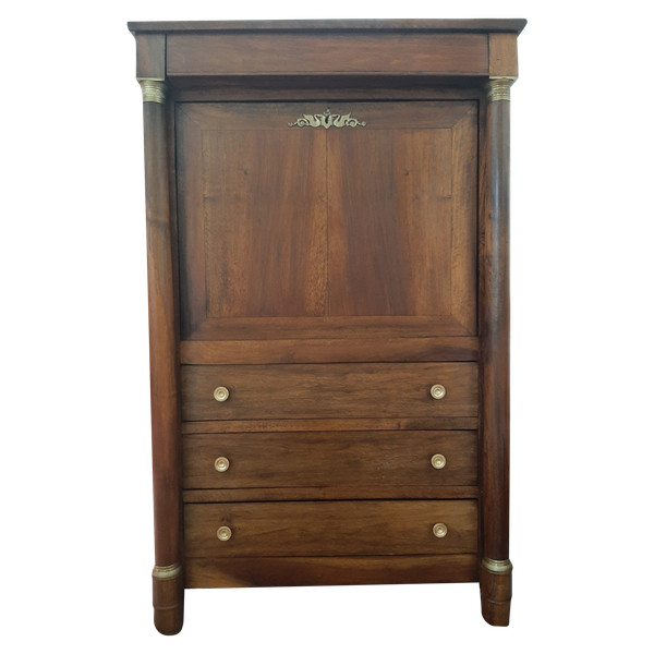 Secretaire con Colonne in Noce Epoca Impero - inizi del XIX secolo