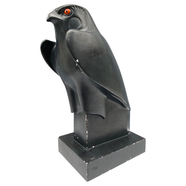 Gipsabdruck 1950 Geometrischer Horusfalke mit schwarzer Patina