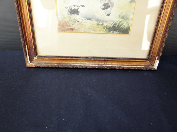 Watercolor painting of a hussar from the war of 1870 by Charles Gare to be identified 1908