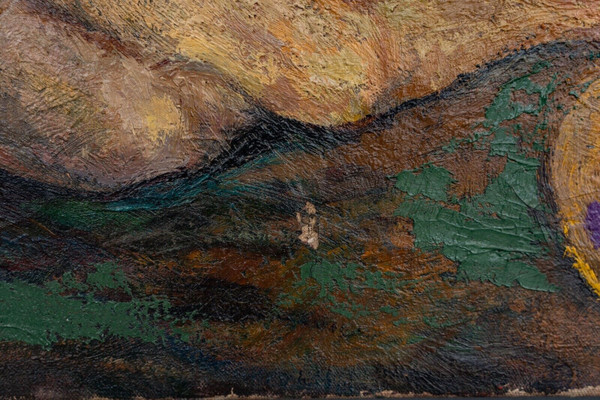 Oil on canvas signature to identify beach scene painter easel