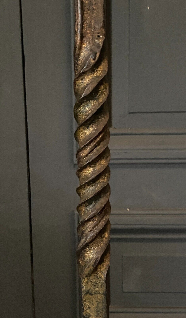 Brutalist floor lamp in gilded metal 1950 five lights