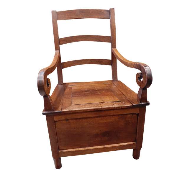 Walnut Commode Chair - Late 19th Century