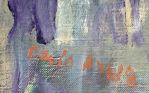 Huile sur toile David Arun signature à identifier paysage impressionniste