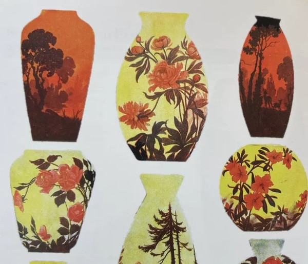Bellissimo vaso Muller Frères Luneville firmato con decorazioni lacustri