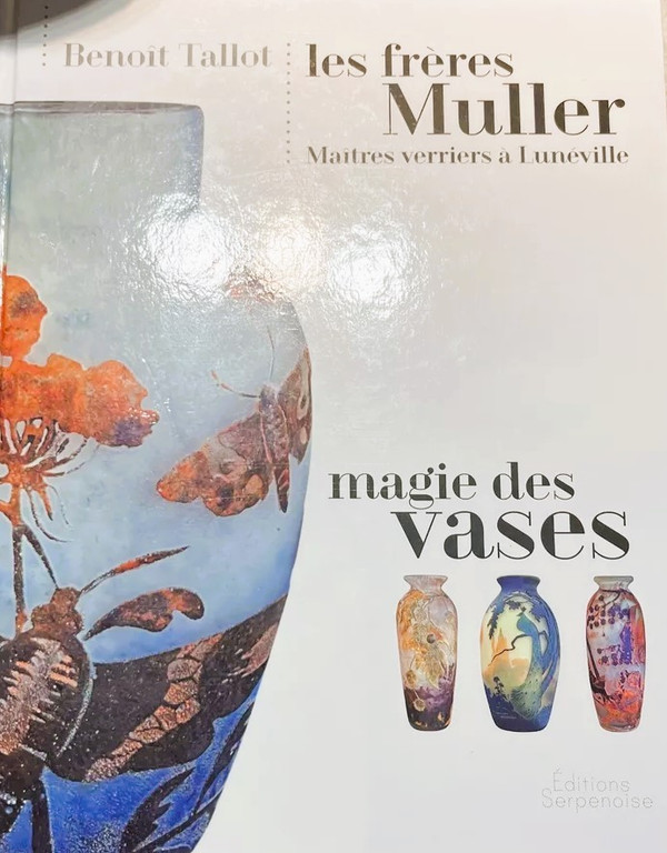 Bellissimo vaso Muller Frères Luneville firmato con decorazioni lacustri