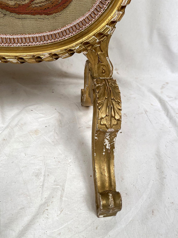 Kaminschirm aus vergoldetem Holz, mit einem Wandteppich belegt, Epoche Napoleon III.