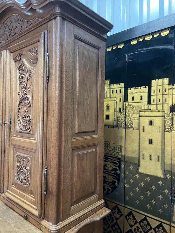 Zweiteiliges Renaissance-Sideboard aus geschnitzter Eiche
