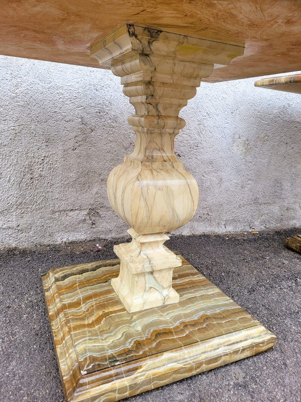 2 Gemalte Tische Oder Sofa-Endstücke Aus Kunstmarmor, 20. Jahrhundert