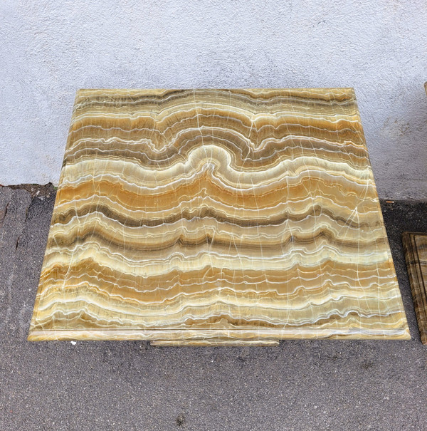 2 Gemalte Tische Oder Sofa-Endstücke Aus Kunstmarmor, 20. Jahrhundert