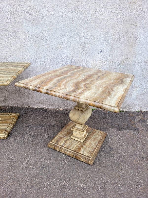 2 Gemalte Tische Oder Sofa-Endstücke Aus Kunstmarmor, 20. Jahrhundert