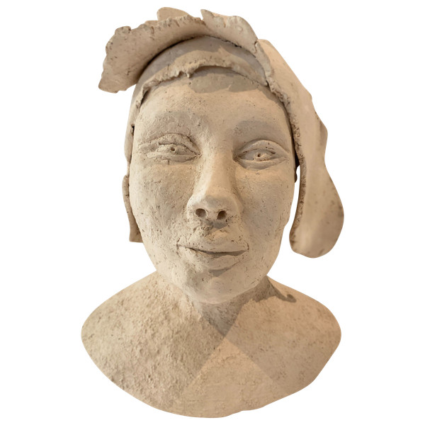 Busto femminile in terracotta bianca XX secolo
