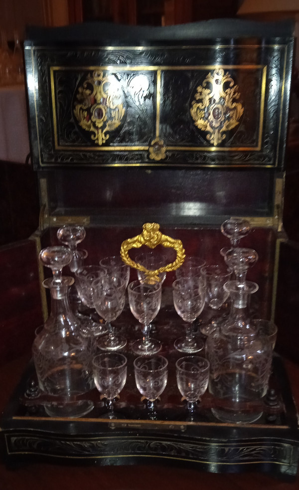 Cave à Liqueur  Napoléon III -  Boîte Marqueterie XIX Siècle