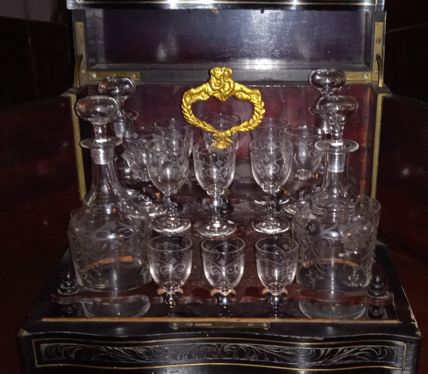 Cave à Liqueur  Napoléon III -  Boîte Marqueterie XIX Siècle