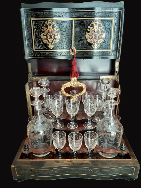 Cave à Liqueur  Napoléon III -  Boîte Marqueterie XIX Siècle