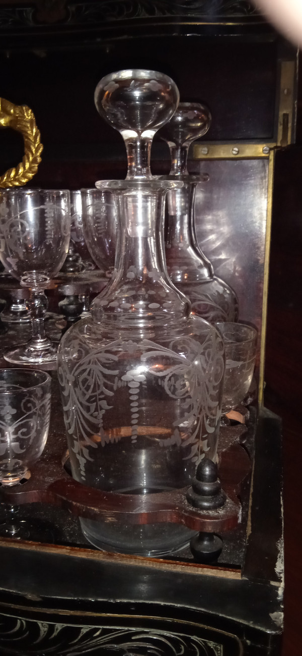 Cave à Liqueur  Napoléon III -  Boîte Marqueterie XIX Siècle