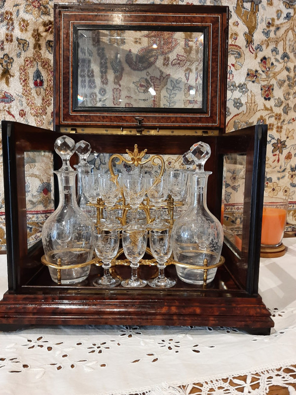 LIQUORE NAPOLEONE III - SEZIONI IN INTARSIO E VETRO MOLATO - FRANCIA