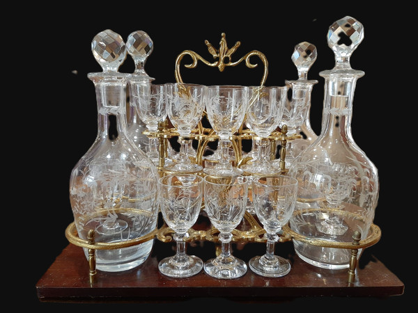 LIQUORE NAPOLEONE III - SEZIONI IN INTARSIO E VETRO MOLATO - FRANCIA