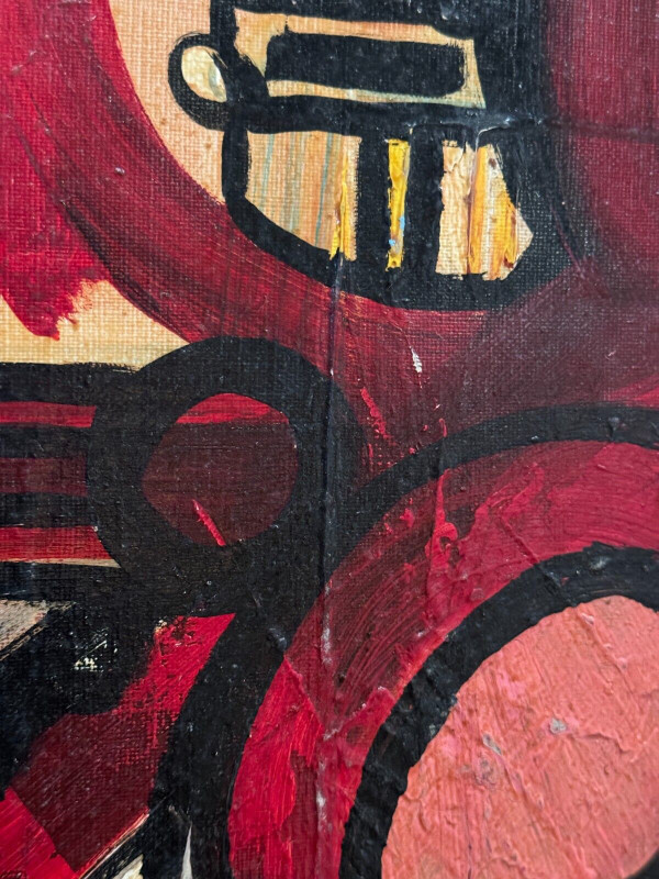 Oil on board by J. Gauthier 1963 modern geometric composition