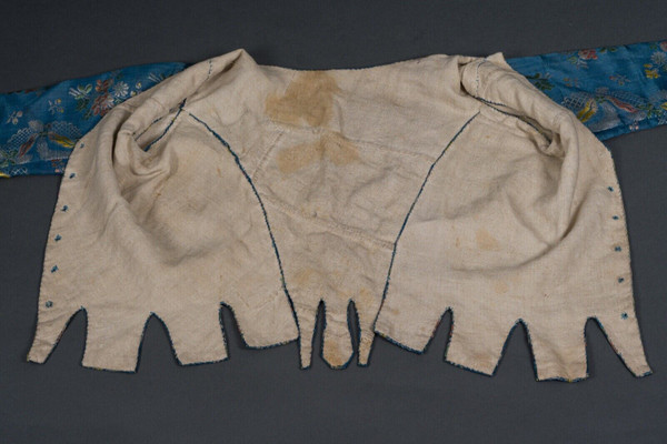 Hand-embroidered 17th or 18th century bolero jacket with floral and lace decoration