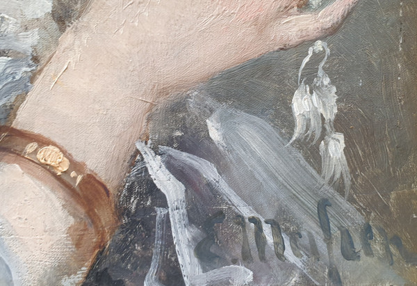 Eliseo MEIFREN - Portrait d'une femme avec un éventail 