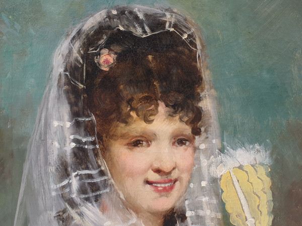 Eliseo MEIFREN - Portrait d'une femme avec un éventail 