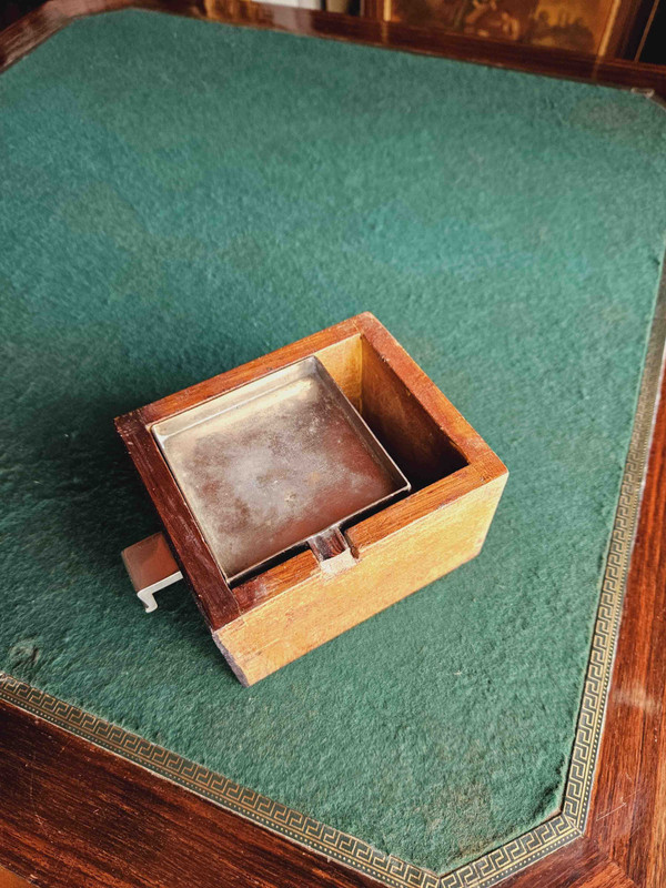 Table à Jeux d'époque Art Déco En Palissandre Et Bronze Nickelé