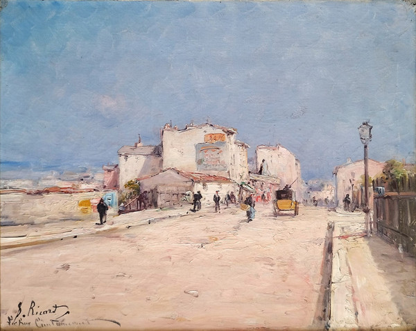 Paris Montmartre Rue Caulaincourt Tableau Huile sur Toile Paysage  Par S. Ricard