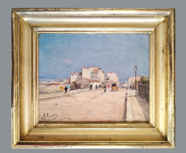 Paris Montmartre Rue Caulaincourt Tableau Huile sur Toile Paysage  Par S. Ricard
