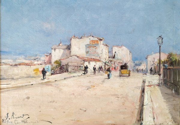 Paris Montmartre Rue Caulaincourt Tableau Huile sur Toile Paysage  Par S. Ricard