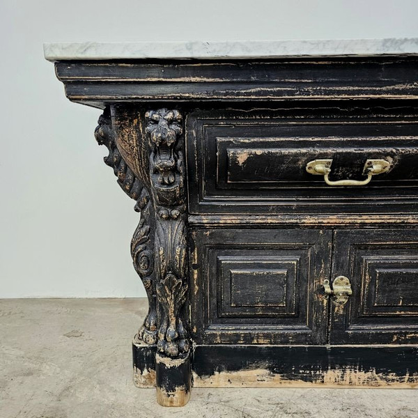 Cassettone del XIX secolo con piano in marmo