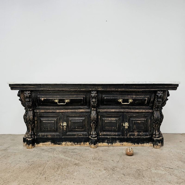 Cassettone del XIX secolo con piano in marmo