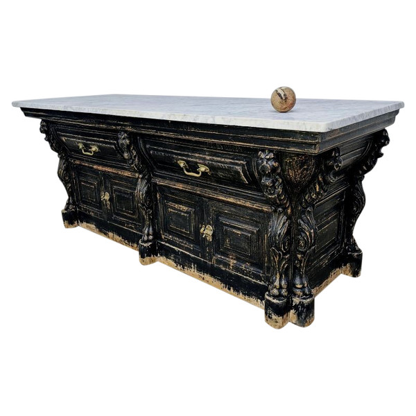 Cassettone del XIX secolo con piano in marmo