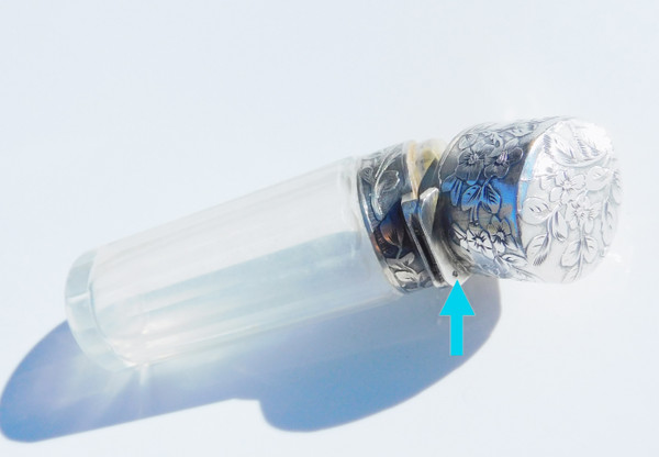 Flacon à Sels Parfum cristal argent fin XIXe Art Nouveau